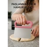 Mikasso Paslanmaz Çelik Hamur Kesme Spatulası – Lüks Kazıyıcı, Pasta Kek Şekillendirici Kesici Aparat Çelik