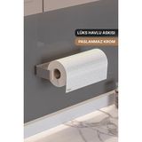 Mikasso Paslanmaz Çelik, Kağıt Rulo Havluluk, Peçetelik, Yapışkanlı Tasarım, Banyo Mutfak Askısı Metalik Ç - Çok Renkli
