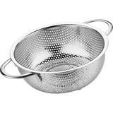 Mikasso Paslanmaz Çelik Metal Yemek Süzgeci - Makarna Gıda Süzgeci Delikli Süzgeç 28.5 cm Paslanmaz Çelik