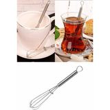 Mikasso Paslanmaz Çelik Mini Çırpıcı Şeklinde Mini Çay Kahve Kaşığı 1 Adet Metal Metalik