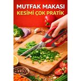 Mikasso Paslanmaz Çelik Mutfak Makası - Çok Fonksiyonlu Mutfak Makası Paslanmaz Çelik