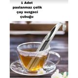 Mikasso Paslanmaz Çelik Pratik Çubuk Çay Süzgeci - Bitki Çayı Demleme Filtresi (Stick Süzgeç) Çelik