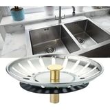 Mikasso Paslanmaz Çelik Süzgeç Lavabo Evye Filtre Mutfak Gider Süzgeci ve Tıkacı Çift Yönlü (8 Cm) Çelik