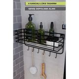 Mikasso Paslanmaz Yapışkanlı 6 Kancalı Süper Lüks Banyo Düzenleyici,banyo Aksesuar Şampuanlık Banyo Rafı Pas - Çok Renkli