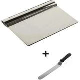 Mikasso Pasta Sıvama Spatulası + Çelik Spatula Hamur Kazıyıcı 2li Paslanmaz Çelik Çelik