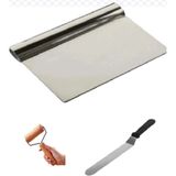 Mikasso Pasta Sıvama Spatulası&hamur Rulosu&hamur Kazıyıcı Set Bhl Çelik Bej