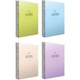 Mikasso Pastoral A4 96 Yaprak Plastik Kapak Spiralli 2 Kareli + 2 Çizgili Defter Yumuşak Spiralli Kareli 96 - Çok Renkli