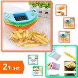 Mikasso Patates Dilimleyici Pratik + Chips Chopper Şekilli Meyve Dilimleyici - 2li Set DEF123 Çelik