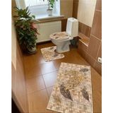 Mikasso PD_123_1 Kaymaz Pvc Dot Taban Üçlü Banyo Seti, Makinada Yıkanabilir, A Kalite Ürün Polyester Çok Ren - Çok Renkli