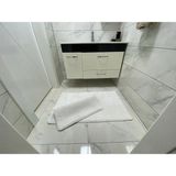 Mikasso Peluş Banyo Paspası Takımı 2'li Küçük Boy Jel Kaymaz Taban Post 80X50 - 50X40 - Beyaz Polyester Maki - Çok Renkli