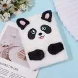 Mikasso Peluş Çizgili Sevimli Panda Tasarımlı Defter Yumuşak Düz Çizgili Orta Boy Mavi Konsept Defterler A5 - Çok Renkli