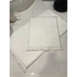 Mikasso Peluş Post Banyo Paspas Takımı Ikili Saçaklı Makinada Yıkanabilir Polyester Kalın (12 mm +) Beyaz - Çok Renkli