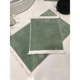 Mikasso Peluş Post Banyo Paspas Takımı Ikili Saçaklı Makinada Yıkanabilir Polyester Yeşil - Çok Renkli