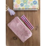 Mikasso Peluş Soft Pembe Dikdörtgen Kalem Kutusu Kalemlik Astarlıdır Yıkanabilir 21-11CM Tekstil Pembe - Çok Renkli
