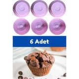 Mikasso Pembe 6'lı Silikon Mini Browni Kalıbı - Muffin Kalıbı 6 Adet Cupcake Kek Kalıbı Silikon Pembe