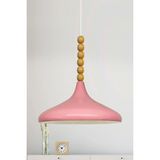 Mikasso Pembe Ahşap Altı Boncuklu Tekli Avize Sarkıt Salon Mutfak Butik Lamba Metal 1 E27 Pembe Antre / Hol - Çok Renkli