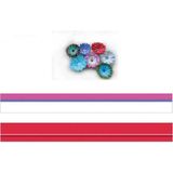 Mikasso Pembe - Beyaz / Kırmızı Renk Geçişli, Çizgili Quilling Kağıdı - Çok Renkli