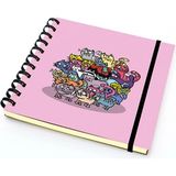 Mikasso Pembe Kedicikler Çizgili Spiralli Defter 14X14 100 Yp Sert Spiralli Çizgili 100 Yaprak Altın Okul De - Çok Renkli