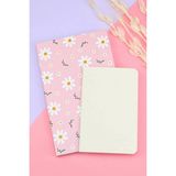Mikasso Pembe Papatya Defter & Dikişli Mini Not Defteri Hediye Seti Sert Düz Çizgili Orta Boy Çok Renkli Kon