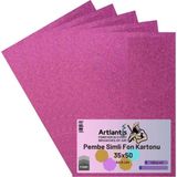 Mikasso Pembe Simli Karton 35X50 5 Adet Simli Karton Pembe 5 Adet 35*50 - Çok Renkli