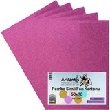 Mikasso Pembe Simli Karton 50X70 cm 5 Adet - Çok Renkli