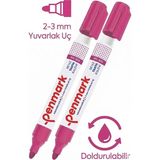 Mikasso Pembe Yazı Tahta Kalemi 2 Adet Doldurulabilir Tahta Kalemi Okul Sınıf Öğretmen Beyaz Yazı Tahtası Ka - Çok Renkli