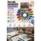 Mikasso Pencraft Marker Boyama Kalemi 12’li Set – Çift Uçlu, Canlı Renkler, Profesyonel Çizim Kalemi Beyaz 1 - Çok Renkli