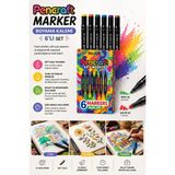 Mikasso Pencraft Marker Boyama Kalemi 6’lı Set – Çift Uçlu, Canlı Renkler, Profesyonel Çizim Kalemi Beyaz Te - Çok Renkli