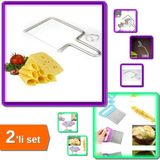 Mikasso Peynir Kesme Teli + Chips Chopper Şekilli Sebze ve Meyve Dilimleyici - 2li Set N0Z5T3 Çelik