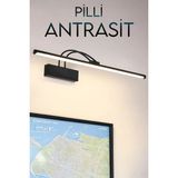 Mikasso Pilli Antrasit Beyaz Işık Duvar Apliği Banyo Aydınlatma Ayna Üstü LED Tablo Aplik A+ Loş Işık 6500K - Çok Renkli