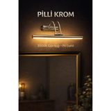 Mikasso Pilli Krom Gümüş Kasa LED Aplik – Sarı Işık - Tablo Banyo Resim Salon Tv Çerçeve Duvar Aydınlatma Pl - Çok Renkli