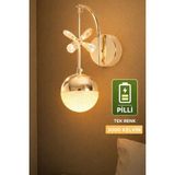 Mikasso Pilli LED Aplik | Tek Renk 3000K Sıcak Işık | Metal Kasa Modern Duvar Apliği | Kablosuz LED Aydın Me - Çok Renkli