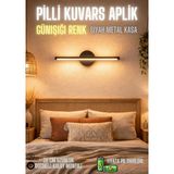 Mikasso Pilli LED Kuvars Aplik, 36CM Tablo LED Düğmeli Kolay Montaj, Kablosuz Aplik, Alüminyum Kasa Alüminyu - Çok Renkli