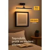 Mikasso Pilli Mat Gün Işığı Kuğu Aplik Ayna Üstü Aydınlatma Duvar Tablo Aydınlatma Dekorasyon A+ Metal Siyah - Çok Renkli