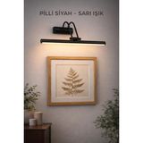 Mikasso Pilli Mat Siyah LED Aplik – Sarı Işık - Tablo Banyo Resim Salon Tv Çerçeve Duvar Aydınlatma Plastik - Çok Renkli
