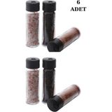 Mikasso Pine 6lı Baharat Takımı Siyah Kapaklı Cam Baharatlık Cam
