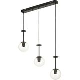 Mikasso Pinza 3 Lü Yemek Masası Üstü Şeffaf Camlı Modern Sarkıt Avize - (Siyah) Metal 3 E27 Siyah Salon / Ot - Çok Renkli