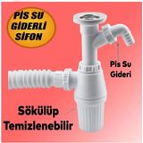 Mikasso Pis Su Giderli Sökülebilir Tas'lı Çift Gider Sifon Körüklü Temizlenebilir Mutfak Banyo Lavabo Körük.