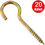 Mikasso Piton 20*80 Çengel 5cm Vidalı Askı Eğri Se Demir Duy Kanca -20 Adet