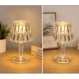 Mikasso Plastik 3'lü LED Masa Lambası Pilli Kristal Elmas Şeffaf Abajur 12 cm Ekru - Çok Renkli