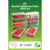 Mikasso Plastik Kendinden Kilitli- Kapaklı Saklama Kabı (Gıdaya Uygun - Hava Almaz) 1 Litre - 5 Adet Plastik