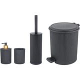 Mikasso Plastik Nostalji Banyo Seti 4lü Plastik Siyah - Çok Renkli