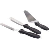 Mikasso Plastik Saplı Metal Uçlu Restoran Kafe Pastahane Kek Pasta Sıvama Bıçağı Seti 3"lü Set Çelik Çok Ren