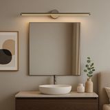 Mikasso Platinium Veil™ Metalik Gümüş 70 cm Modern Kablosuz Tablo Ayna Pilli Aplik Montajsız Duvar Lambası A - Çok Renkli