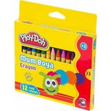 Mikasso Play-Doh Mum Pastel Boya Crayon Yuvarlak 12 Renk Silinebilir Çok Renkli