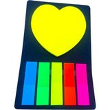 Mikasso Postit Neon Kalpli & Renkli Şeritli Yapışkan Not Seti Yapışkanlı Not Kağıdı - Çok Renkli