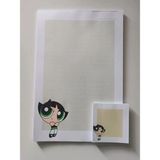 Mikasso Powerpuff Girls A4 Büyük Boy ve Kare Küçük Boy 2 Adet Defter Çek Kopart Tutkallı Yeşil Sert Düz Çizg - Çok Renkli