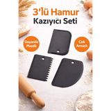 Mikasso Pratik 3lü Esnek ve Dayanıklı Hamur Kazıyıcı - Hamur Kesici - Pasta Sıvama Aparatı Plastik