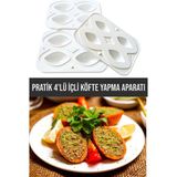 Mikasso Pratik 4'lü Içli Köfte Yapma Aparatı - Içli Köfte Kalıbı Plastik Beyaz