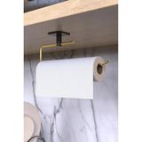 Mikasso Pratik Kağıt Rulo Havluluk, Havlu Askısı, Banyo Mutfak Paslanmaz Havluluk - Peçetelik Altın Metal